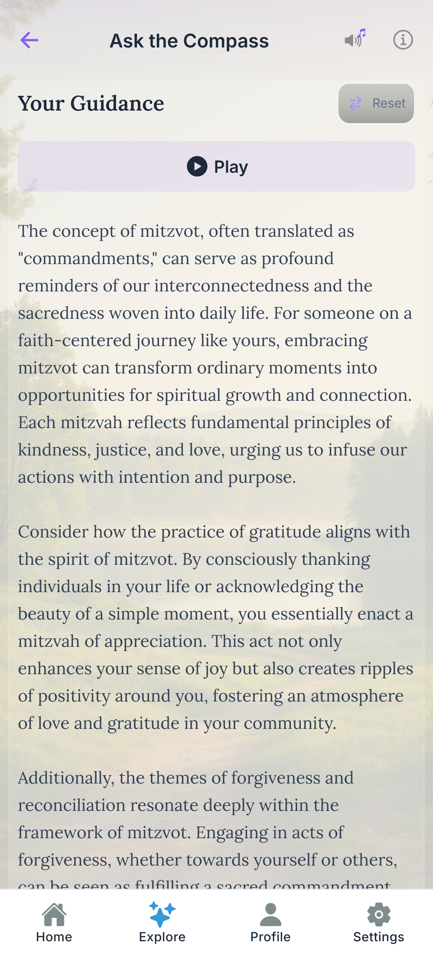 InnerCompass activities screen