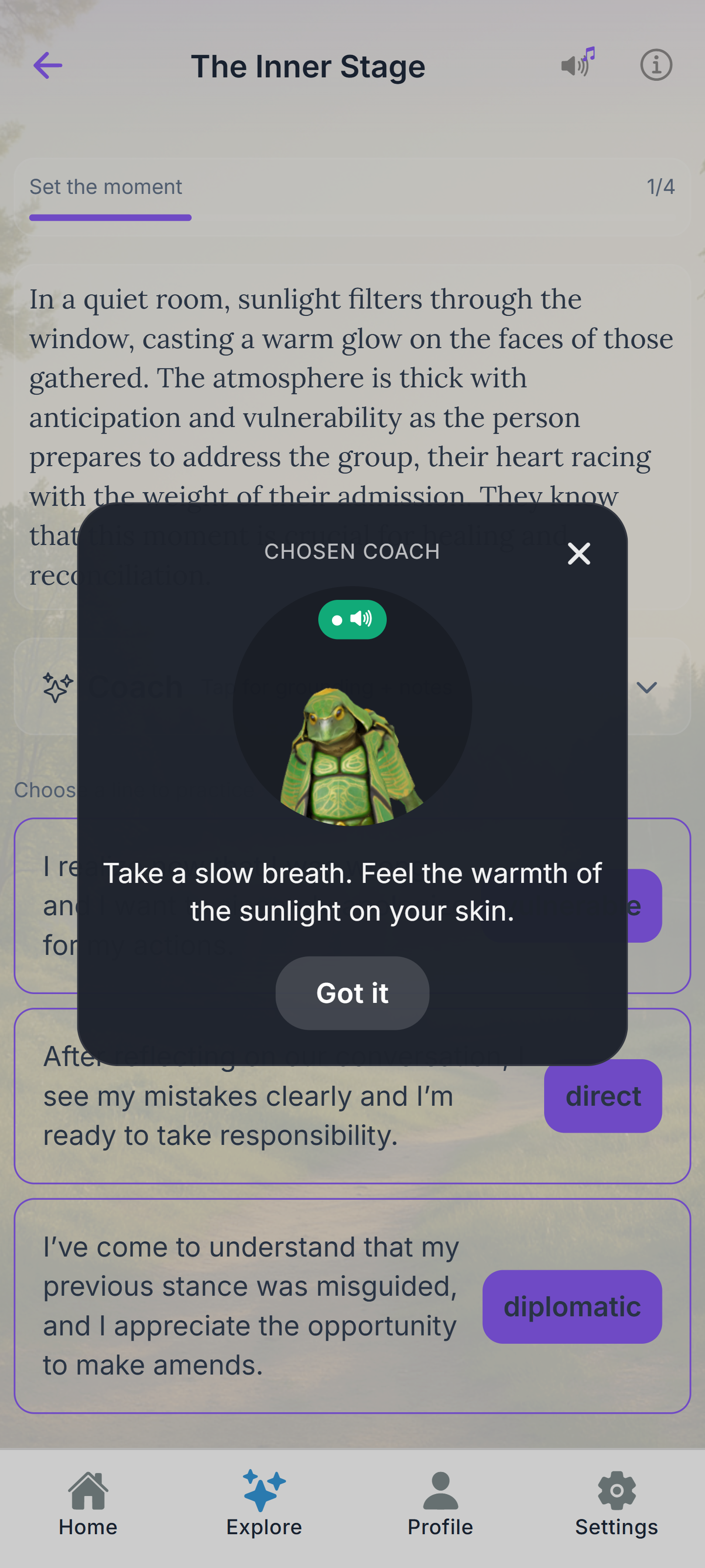 InnerCompass reflection screen